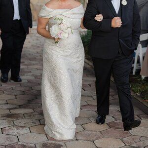 Teri Jon Metallic Jacquard Gown